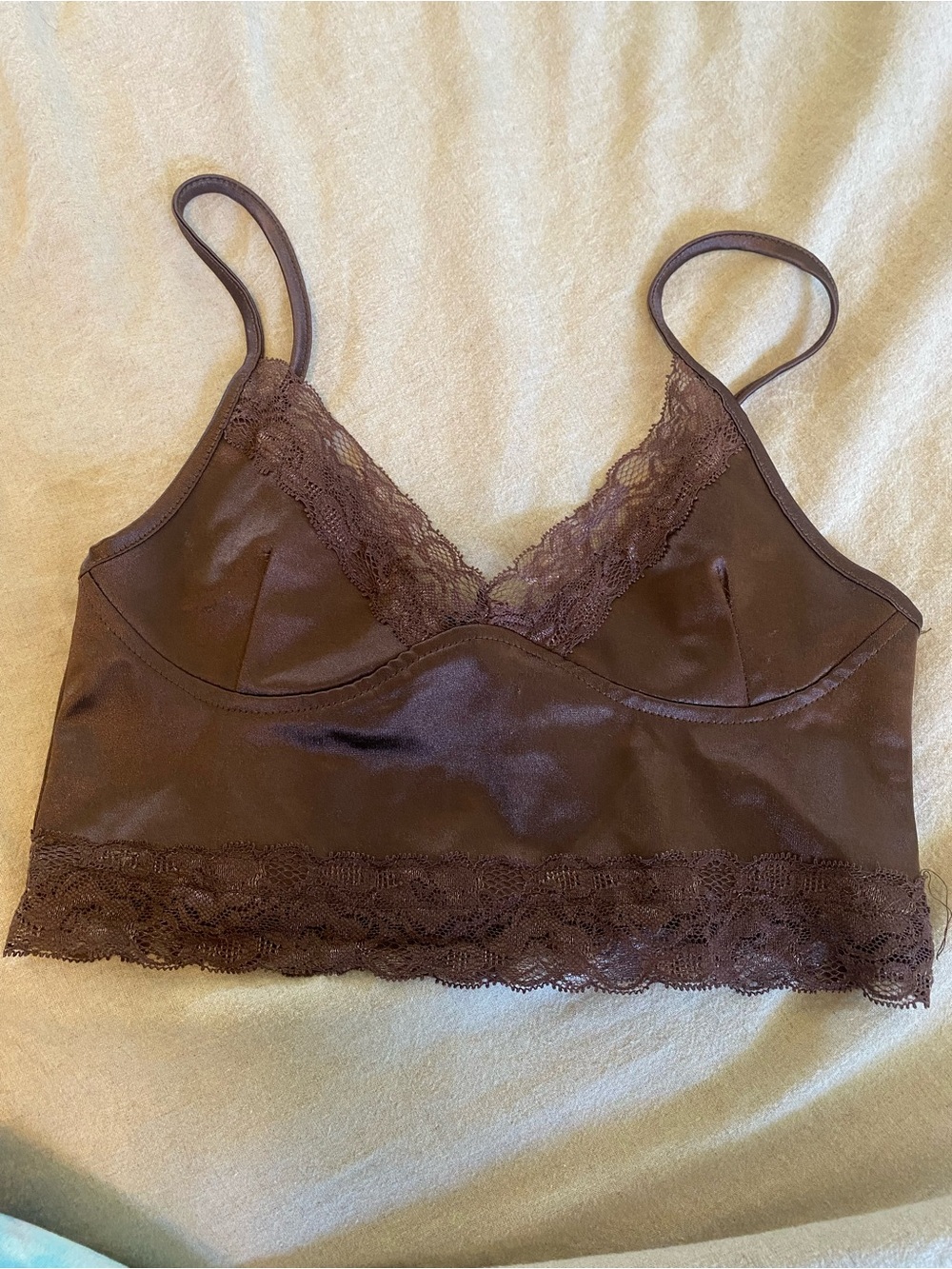 Wet Seal Brown Satin Lace Bralette crop top